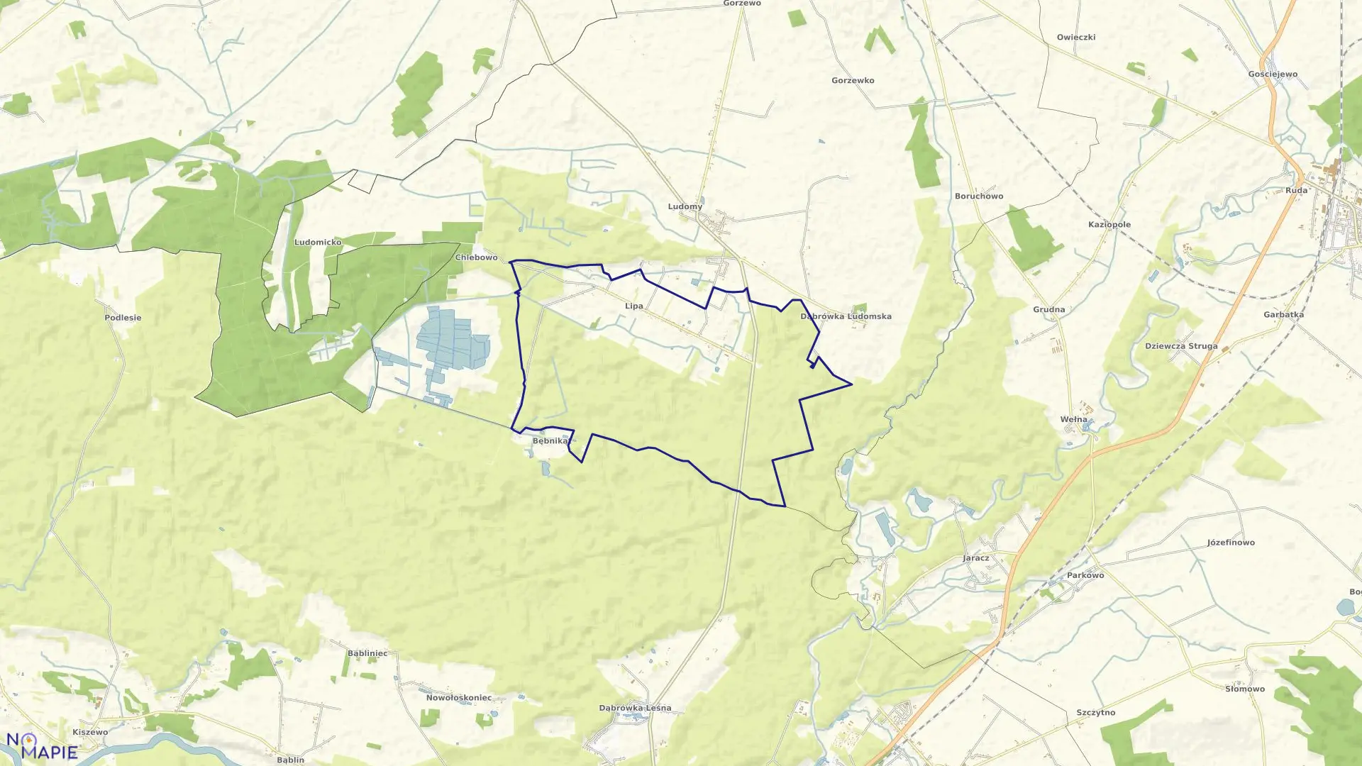 Mapa obrębu LIPA w gminie Ryczywół