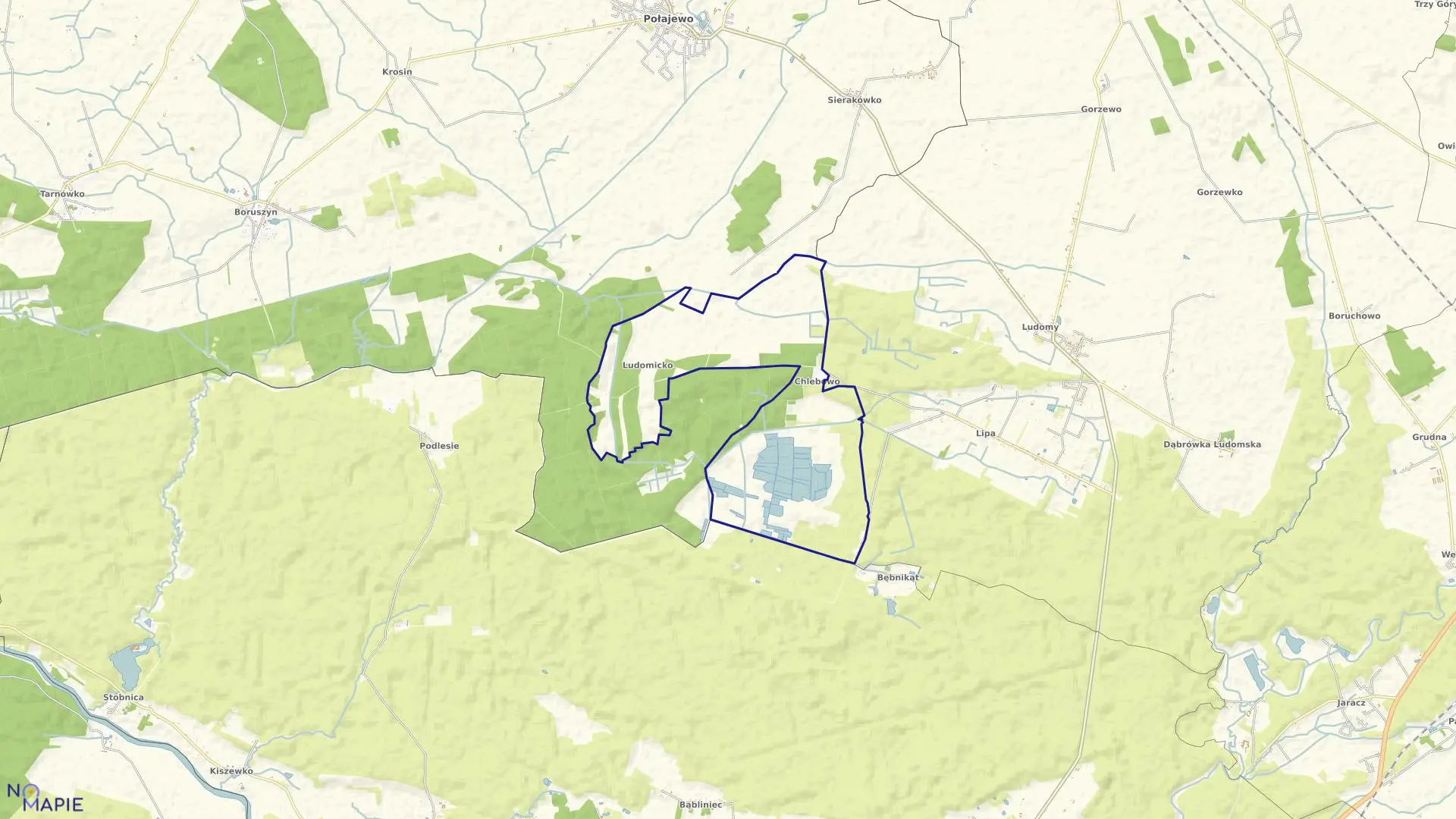 Mapa obrębu LUDOMICKO w gminie Ryczywół